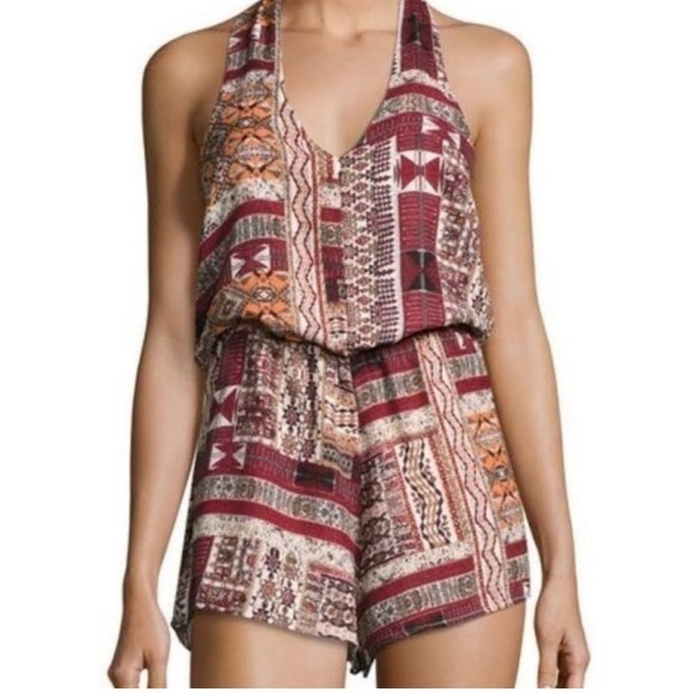 NWT Anthropologie Bishop + Young Desert Boho Print Halter Romper Multicolor Sz S